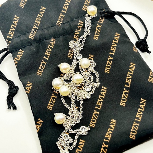 NWT Suzy Levian
Silver 3.90 ct. tw.Sapphire & 7-7.5mmPearl Station Necklace36” L - Picture 9 of 12